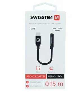 Elektronika SWISSTEN Redukce USB-C JACK 3,5 mm, 15 cm, černá