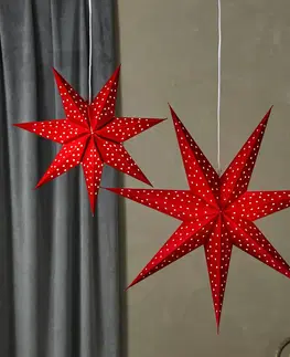 Vánoční světelná hvězda Markslöjd LED závěsná hvězda Blink, samet Ø 45cm červená