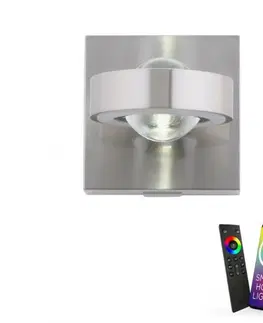 Chytré osvětlení PAUL NEUHAUS LED nástěnné svítidlo Q-MIA v barvě oceli s nastavitelnou barvou světla Smart Home ZigBee RGB+3000-5000K