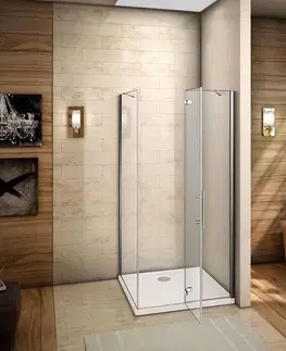 Sprchové vaničky H K Čtvercový sprchový kout MELODY F5 90x90 cm s jednokřídlými dveřmi s pevnou stěnou včetně sprchové vaničky z litého mramoru SE-MELODYF59090/THOR-90SQ