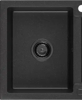 Sifony k pračkám MEXEN/S Andres granitový dřez s odkapávačem 1000 x 500 mm černá/stříbrná metalik černý sifon 6515101510-73-B
