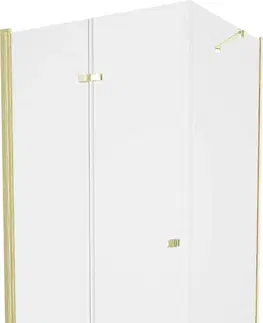 Sifony k pračkám MEXEN/S Lima sprchový kout zalamovací dveře 100 x 80, transparent, zlatý + Flat černá vanička se sifonem 856-100-080-50-00-4070G