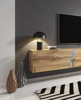 TV stolky Vivaldi Závěsný TV stolek SLANT 240 cm s LED osvětlením dub wotan