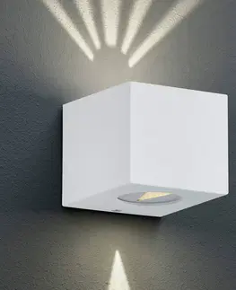 Venkovní nástěnná svítidla Reality Leuchten Hranaté LED venkovní nástěnné světlo Cordoba, bílé