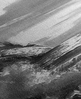 Černobílé obrazy Obraz ráno na moři v černobílém provedení