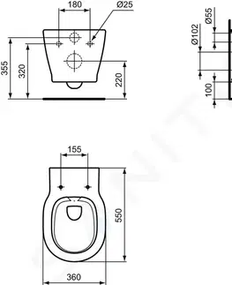 Záchody IDEAL STANDARD Connect Závěsné WC, Rimless, s Ideal Plus, bílá E8174MA