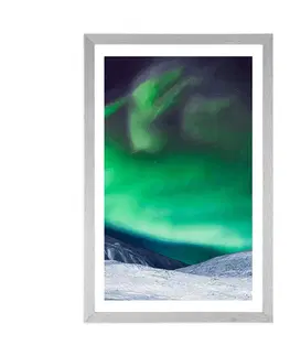 Příroda Plakát s paspartou polární záře na obloze