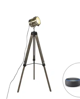Stojaci lampy Chytrá stojací lampa stativ dřevo se studiovým reflektorem vč. WiFi B35 - Braha