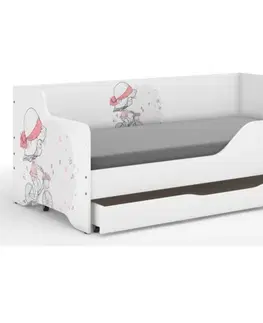 Dětské postele Dětská postel s motivem holčičky na kole 160x80 cm