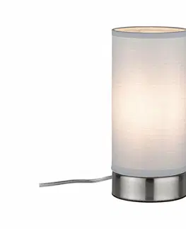 Lampy na noční stolek PAULMANN Stolní lampa Pia látkové stínidlo 1-ramenné světle šedá/kov E14 bez zdroje světla 770.58