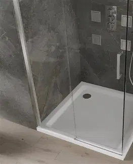 Sprchové vaničky MEXEN/S Omega sprchový kout 100x100 cm, čiré sklo, posuv, chrom + vanička 825-100-100-01-00-4010