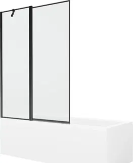 Vany MEXEN/S Cubik obdélníková vana 170 x 70 cm s panelem + vanová zástěna 120 cm, černá vzor 550317070X9412117070