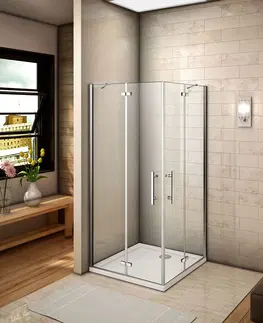 Sprchové vaničky H K Čtvercový sprchový kout MELODY F5 R808, 80x80 cm s jednokřídlými dveřmi, rohový vstup včetně sprchové vaničky z litého mramoru SE-MELODYF5R808/THOR-80SQ