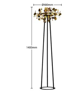 Stojací lampy Lucande Lucande Glimmo LED stojací lampa, černá, mosaz