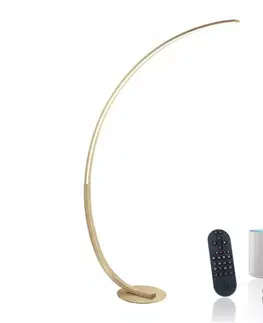 Chytré osvětlení PAUL NEUHAUS Q VITO LED stojací svítidlo Smart Home matná mosaz stmívatelné CCT ZigBee 2700-5000K PN 445-60