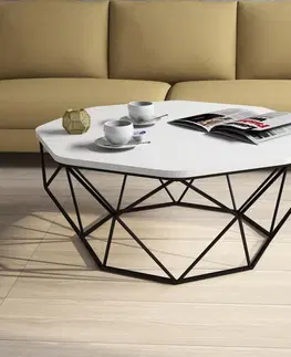 Konferenční stolky Kalune Design Konferenční stolek Diamond 90 cm bílý