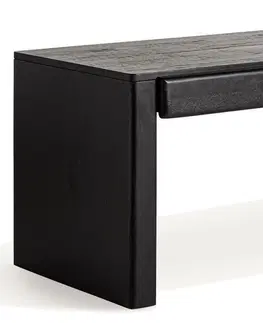 Stylové a luxusní pracovní a psací stoly Estila Luxusní moderní černý psací stůl Alaric se dvěma šuplíky z masivního mangového dřeva 180 cm