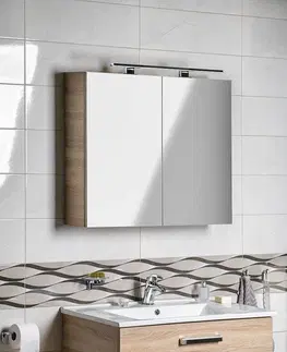Koupelnová zrcadla AQUALINE VEGA galerka, 80x70x18cm, dub platin VG880