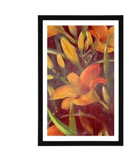 Květiny Plakát s paspartou rozkvět oranžové lilie