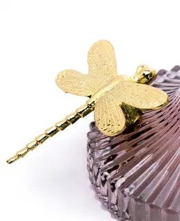 Šperkovnice AmeliaHome Šperkovnice Dragonfly I fialová, velikost 10.5x10.5x16.6cm
