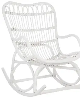 Zahradní ratanový nábytek Bílé ratanové houpací křeslo Rocking  - 110*66*93 cm J-Line by Jolipa 61391