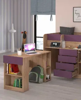 Postele ArtCross Dětská vyvýšená postel SMILE | pravá barevné provedení: dub sonoma / bílá