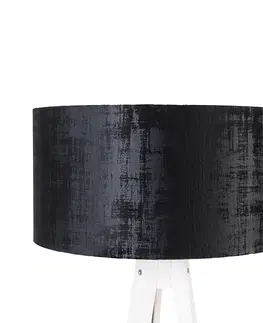 Stojaci lampy Moderní stojací lampa stativ bílá s černým sametovým odstínem 50 cm - Tripod Classic