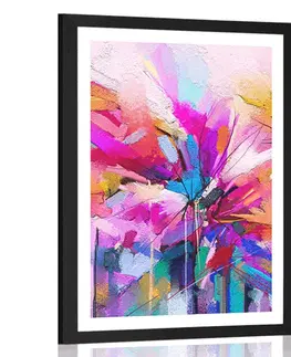 Abstraktní a vzorované Plakát s paspartou abstraktní barevné květiny