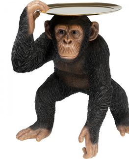 Sošky exotických zvířat KARE Design Soška Šimpanz s podnosem - černá, 52cm