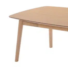 Designové a luxusní konferenční stolky Estila Skandinávský obdélníkový konferenční stolek Nordica Clara se světle hnědého dýhovaného dřeva s masivními nožičkami 120cm