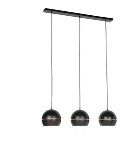 Zavesna svitidla Designová závěsná lampa černá se zlatým vnitřním 3 světlem - Buell