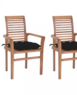 Zahradní židle Zahradní jídelní židle s poduškou 2 ks teak Dekorhome Zelená