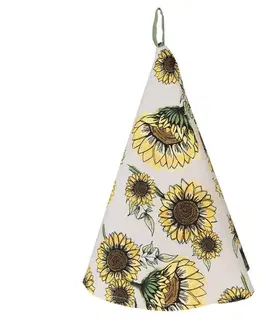 Utěrky Béžová kulatá bavlněná utěrka se slunečnicemi Sunny Sunflowers - Ø 80 cm Clayre & Eef SUS48