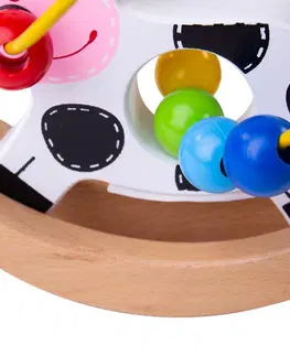 Dřevěné hračky Bigjigs Toys Motorický labyrint houpačka COW