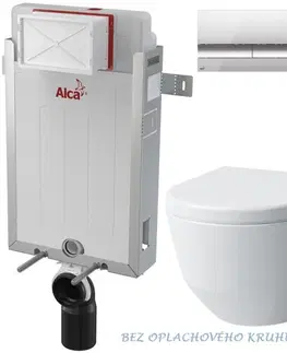 WC sedátka ALCADRAIN Renovmodul předstěnový instalační systém s chromovým tlačítkem M1721 + WC LAUFEN PRO RIMLESS + SEDÁTKO AM115/1000 M1721 LP1