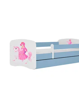 Dětské postýlky Kocot kids Dětská postel Babydreams princezna a poník modrá, varianta 80x180, se šuplíky, s matrací