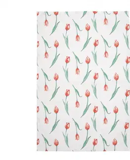 Utěrky Bílá bavlněná kuchyňská utěrka s tulipány - 47*70 cm Clayre & Eef KT042.052