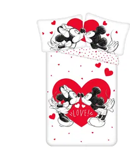Povlečení Jerry Fabrics Dětské bavlněné povlečení Mickey and Minnie Love 05, 140 x 200 cm, 70 x 90 cm