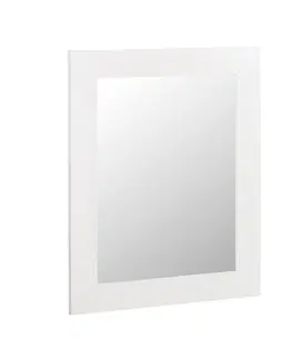 Luxusní a designová zrcadla Estila Klasické nástěnné obdélníkové zrcadlo Blanc v bílém provedení z masivního dřeva mindi 110cm
