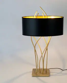 Stolní lampy Holländer Oválná stolní lampa Elba, zlatá/černá, výška 75 cm, železo