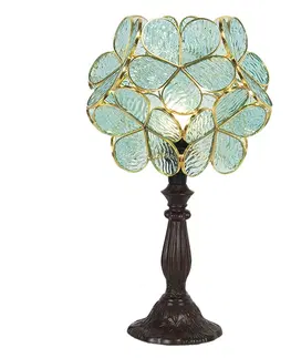 Svítidla Modrá stolní lampa Tiffany Bloom - 21*21*38 cm Clayre & Eef 5LL-6066