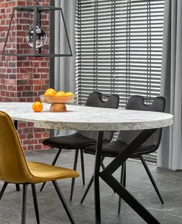 Jídelní stoly HALMAR Rozkládací jídelní stůl PERONI bílý mramor/černá
