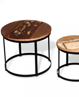 Konferenční stolky Konferenční stolek 2 ks dřevo / kov Dekorhome Mangovníkové dřevo