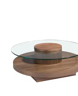 Designové a luxusní konferenční stolky Estila Moderní kulatý konferenční stolek Vita Naturale se skleněnou deskou 100cm