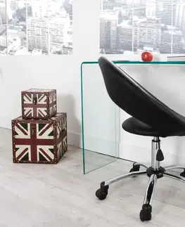 Stylové a luxusní pracovní a psací stoly Estila Skleněný moderní psací stůl Ghost 100cm
