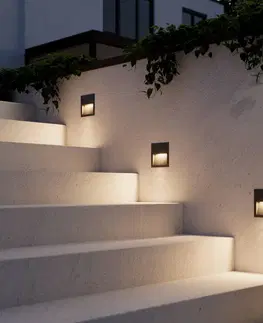 Venkovní zapuštěné osvětlení Lucande Čtvercové LED nástěnné vestavné svítidlo Loya