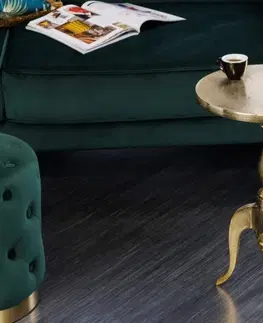 Luxusní a designové příruční stolky Estila Glamour kulatý příruční stolek Saphir z kovu ve zlaté barvě s ozdobnou podstavou se třemi nožičkami 55cm
