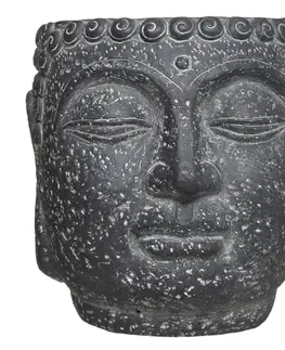 Květináče a truhlíky DekorStyle Cementový Buddha květináč antracit