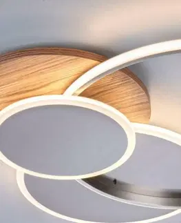 Designová stropní svítidla PAUL NEUHAUS LED stropní svítidlo, dřevo, stmívatelné, dálkový ovladač, do interiéru 2700-5000K