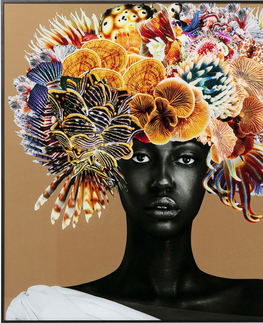 Zarámované obrazy KARE Design Zarámovaný obraz Flower Hair 120x120cm